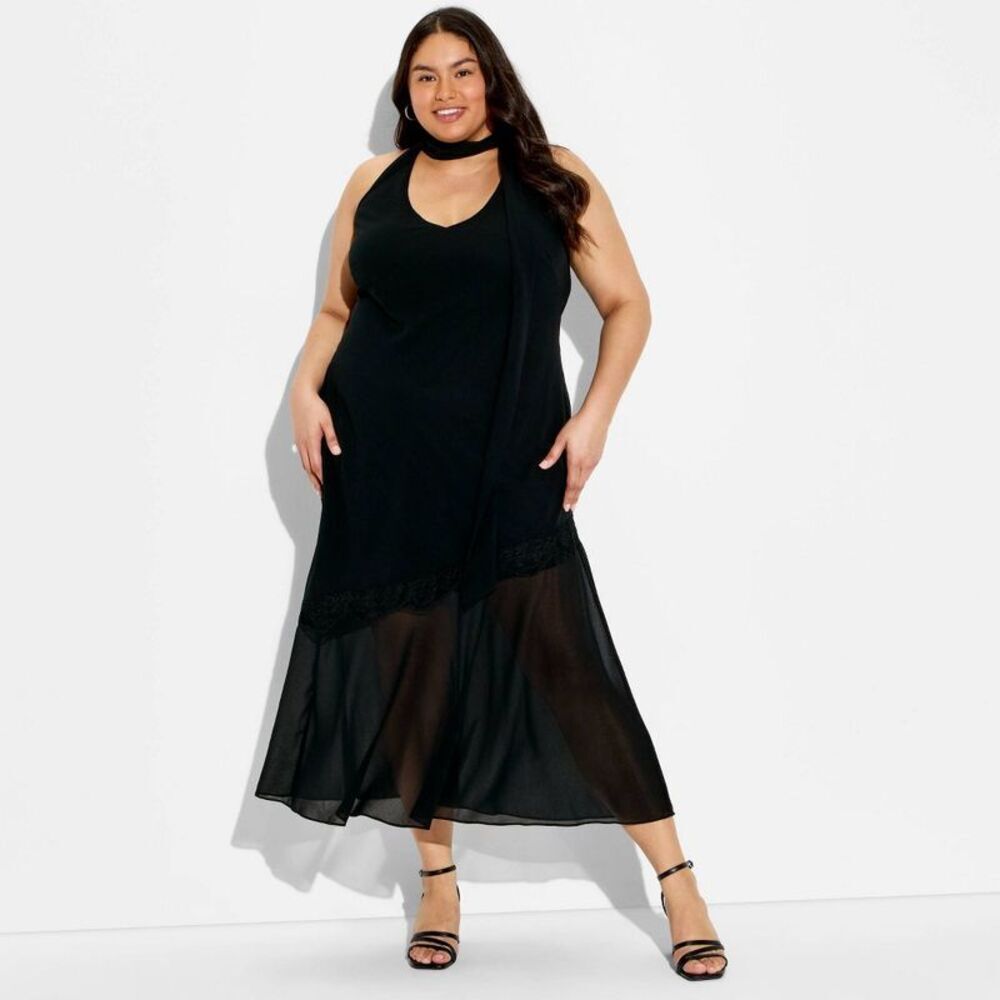 Women's Halter Scarf Maxi Dress - Wild Fable Black XXL